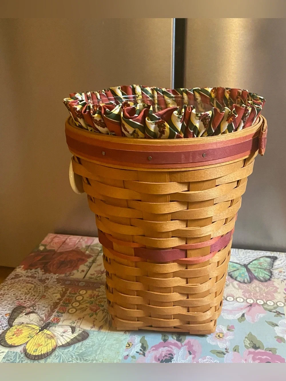 Vintage 1998 Longaberger Snapdragon Basket Cottagecore Farmhouse Decor
